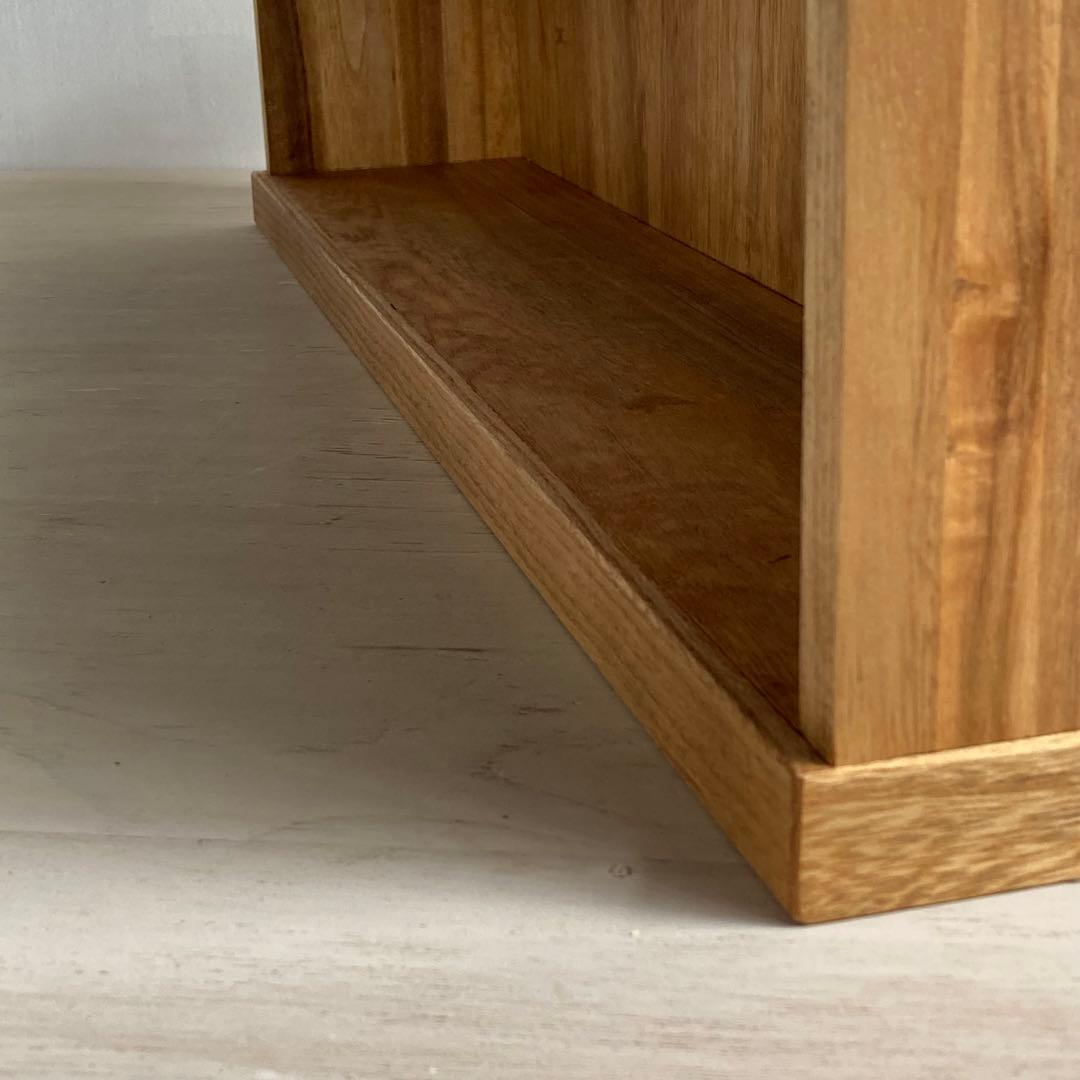 古い木製 横長 オープンラック 展示ケース あられ組み