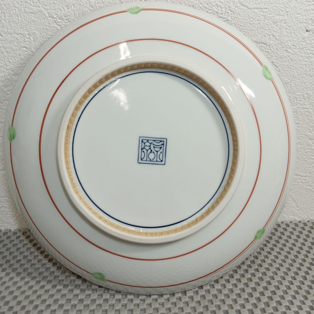 清水焼 赤絵格子花鳥六寸皿 お皿 菓子皿 盛り皿 5枚セット