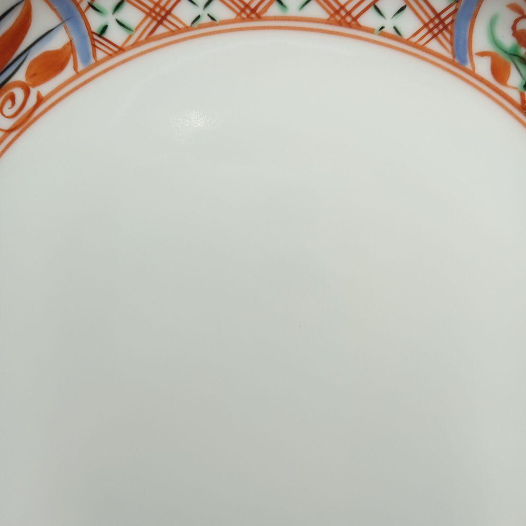 清水焼 赤絵格子花鳥六寸皿 お皿 菓子皿 盛り皿 5枚セット