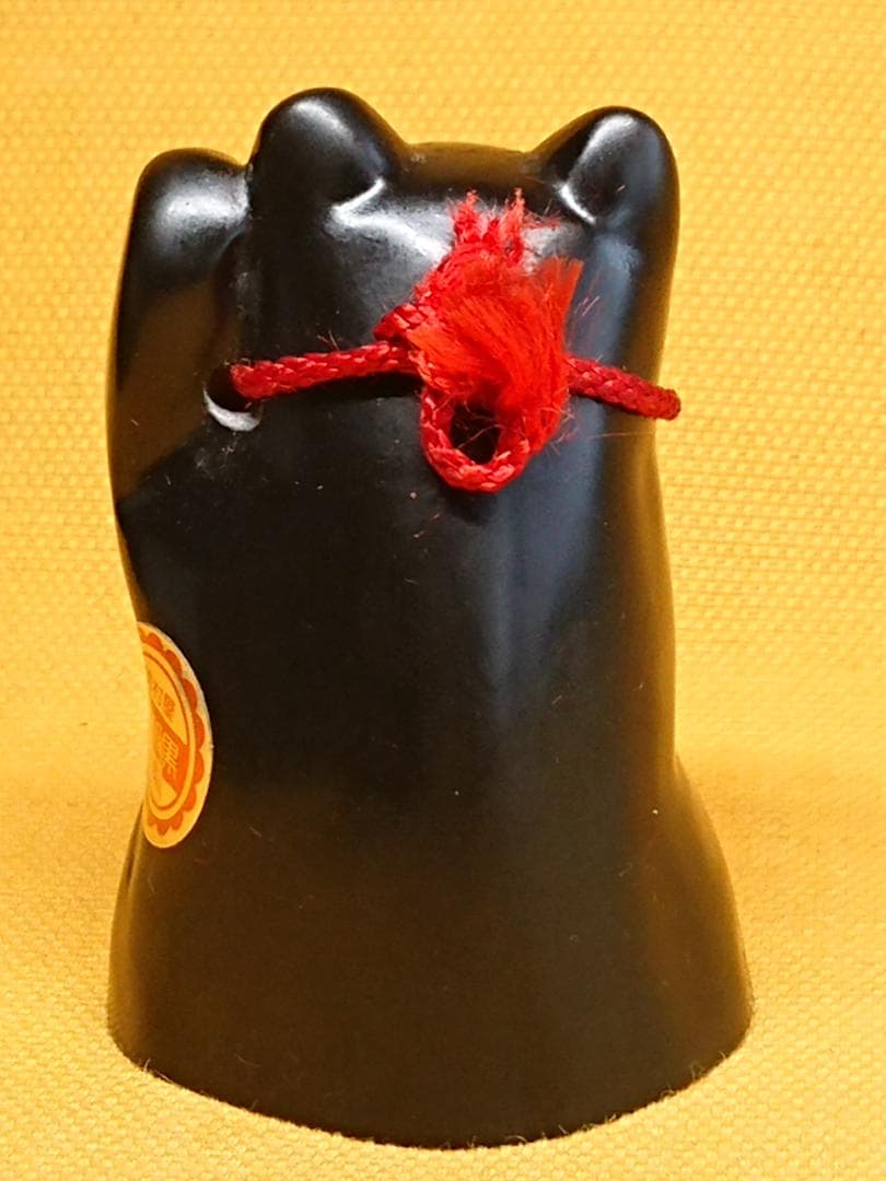 ネコ　猫　黒猫　招き猫　石製　置物　インテリア　工芸品　美術品　A2815