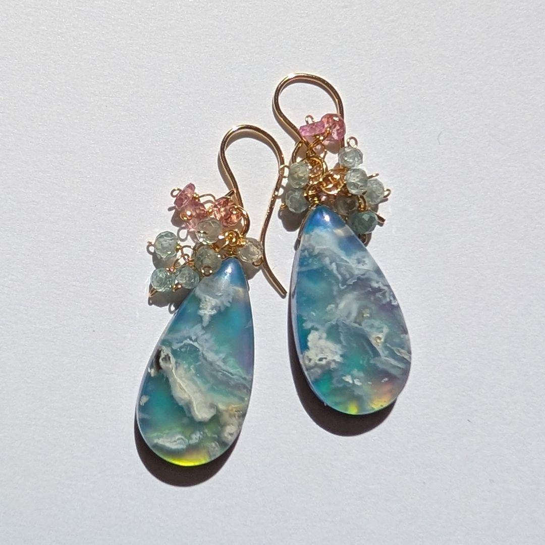 skygray様 オーロラプルームアゲート ピアス