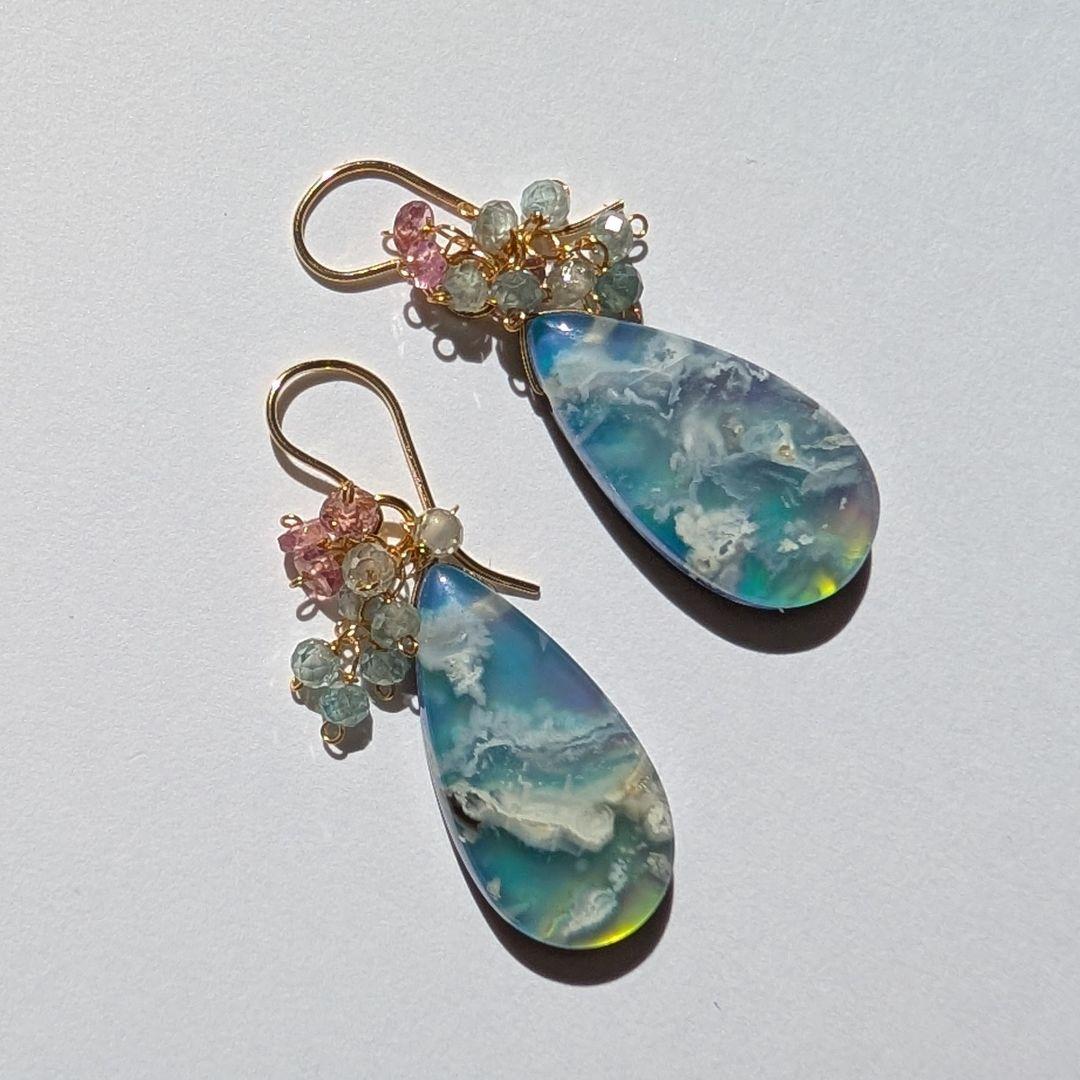 skygray様 オーロラプルームアゲート ピアス