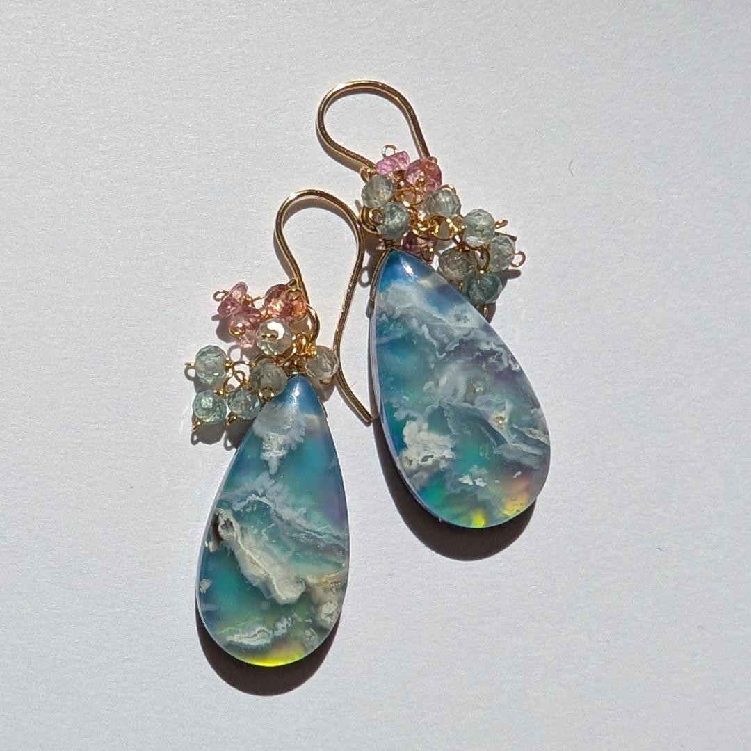 skygray様 オーロラプルームアゲート ピアス