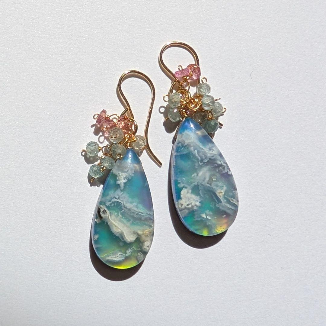 skygray様 オーロラプルームアゲート ピアス