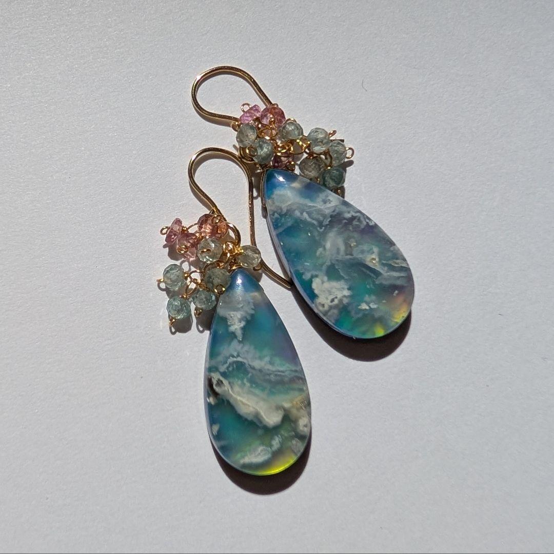 skygray様 オーロラプルームアゲート ピアス