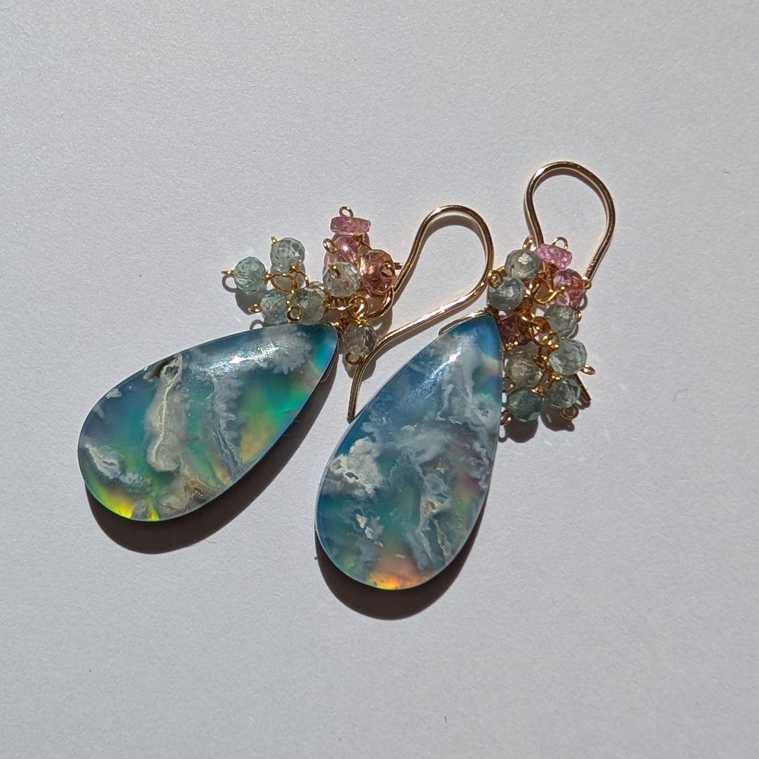 skygray様 オーロラプルームアゲート ピアス