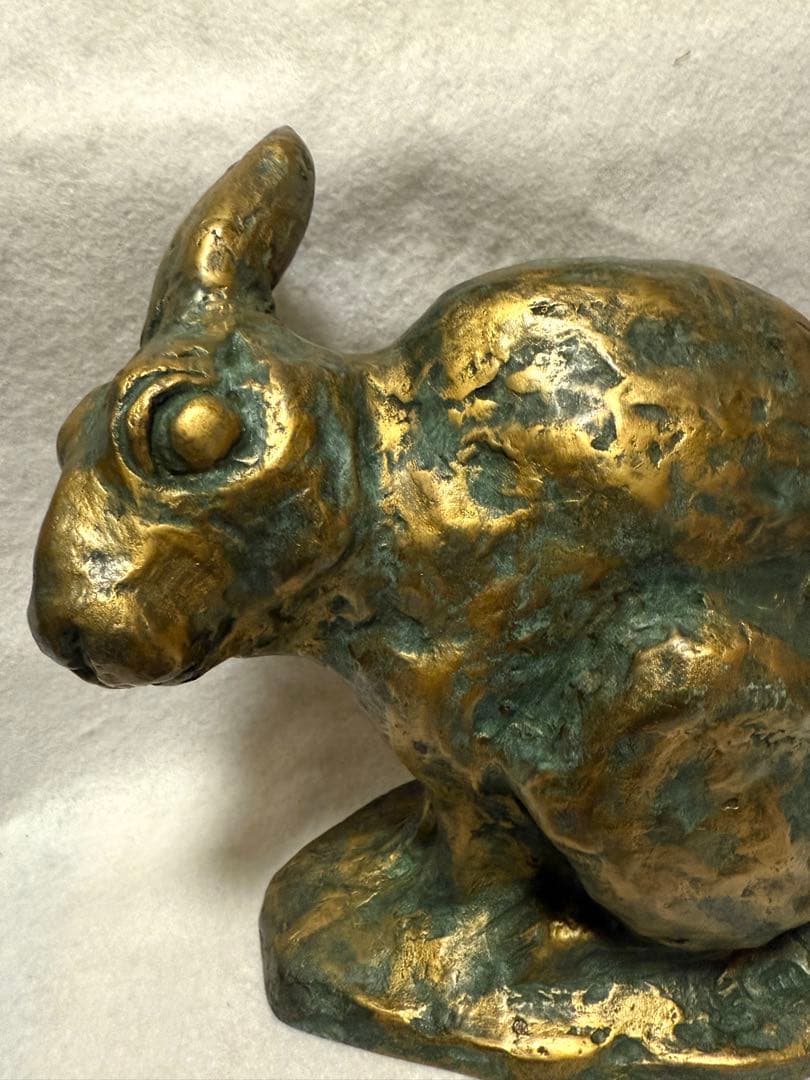 迫力あり！ 本物 有名彫刻家 北村西望 兎 うさぎ ブロンズ像　爽風