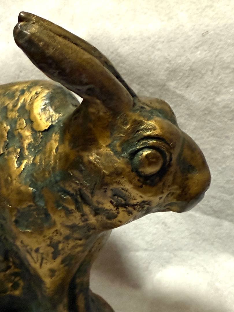 迫力あり！ 本物 有名彫刻家 北村西望 兎 うさぎ ブロンズ像　爽風