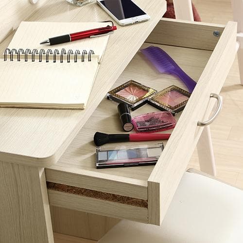 《新品・送料無料》メルル ドレッサー(三面鏡) スツール付き ホワイト 木目調