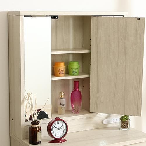 《新品・送料無料》メルル ドレッサー(三面鏡) スツール付き ホワイト 木目調