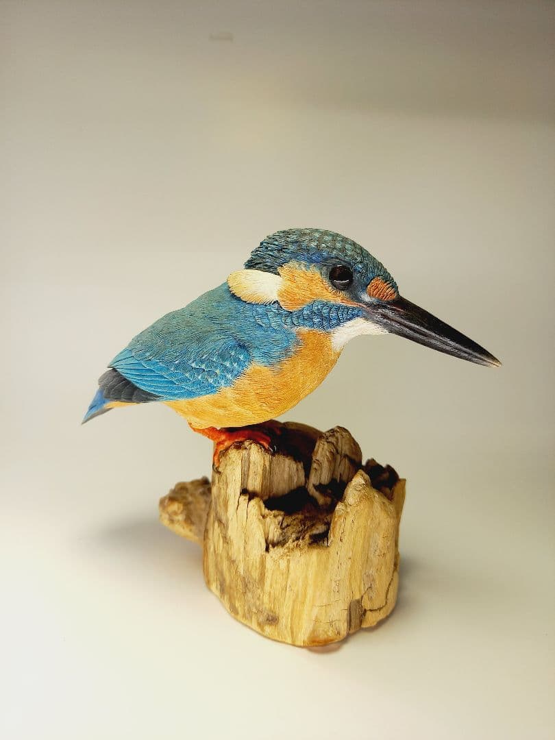 カワセミ 野鳥彫刻 バードカービング 木彫りの鳥 - メルカリ