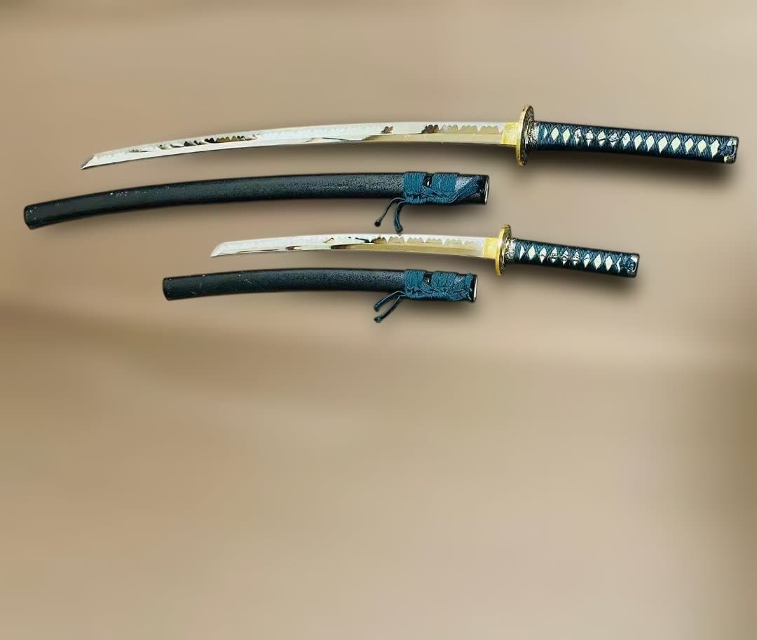 高級模造刀　居合刀　のたれ刃紋　2本セット　打刀　脇差　インテリア （刀4）