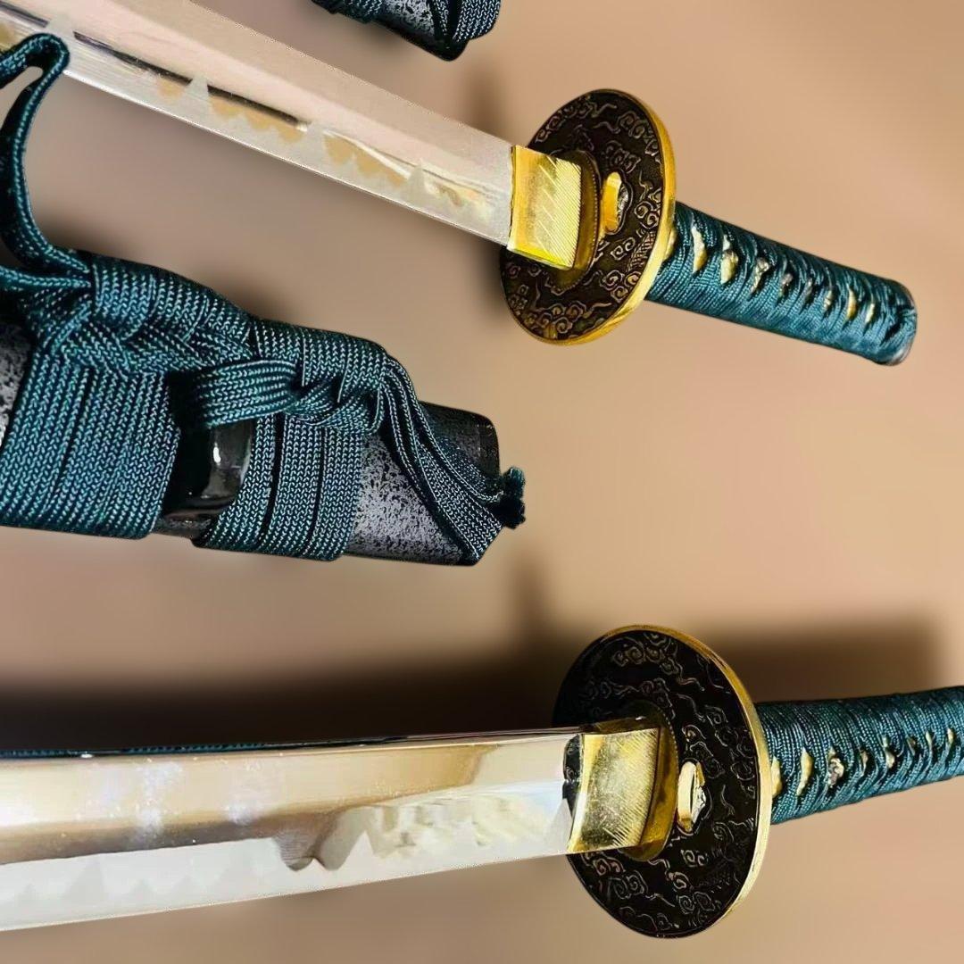 高級模造刀　居合刀　のたれ刃紋　2本セット　打刀　脇差　インテリア （刀4）