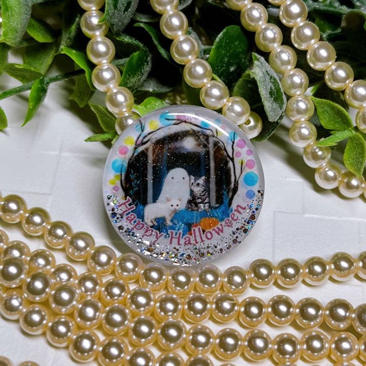ひなた様お取置きです。レジンヘアゴム ハロウィンの夜 猫とおばけNo.711