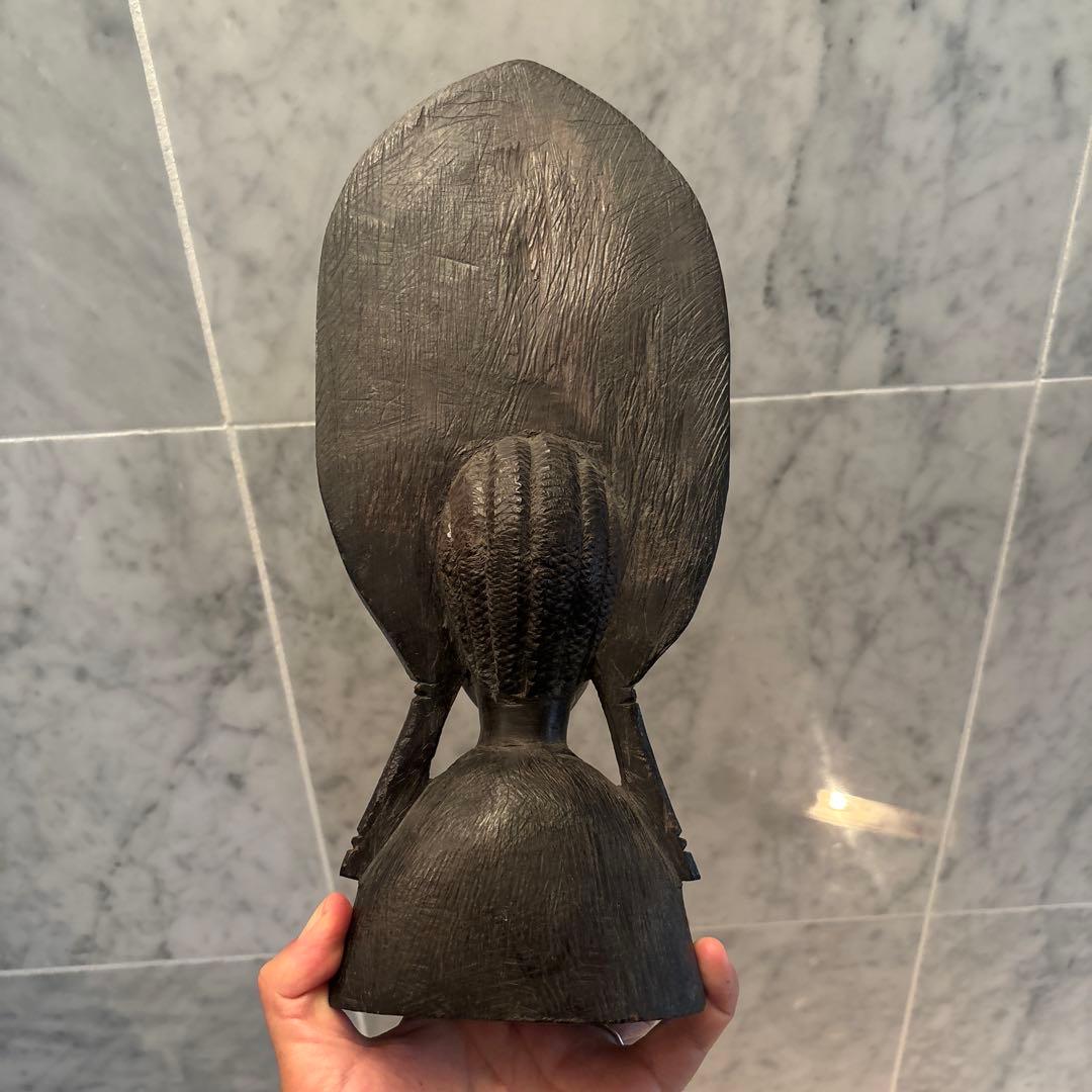 東アフリカアンティーク　美しい瞳と圧倒的な存在感の木彫りオブジェ