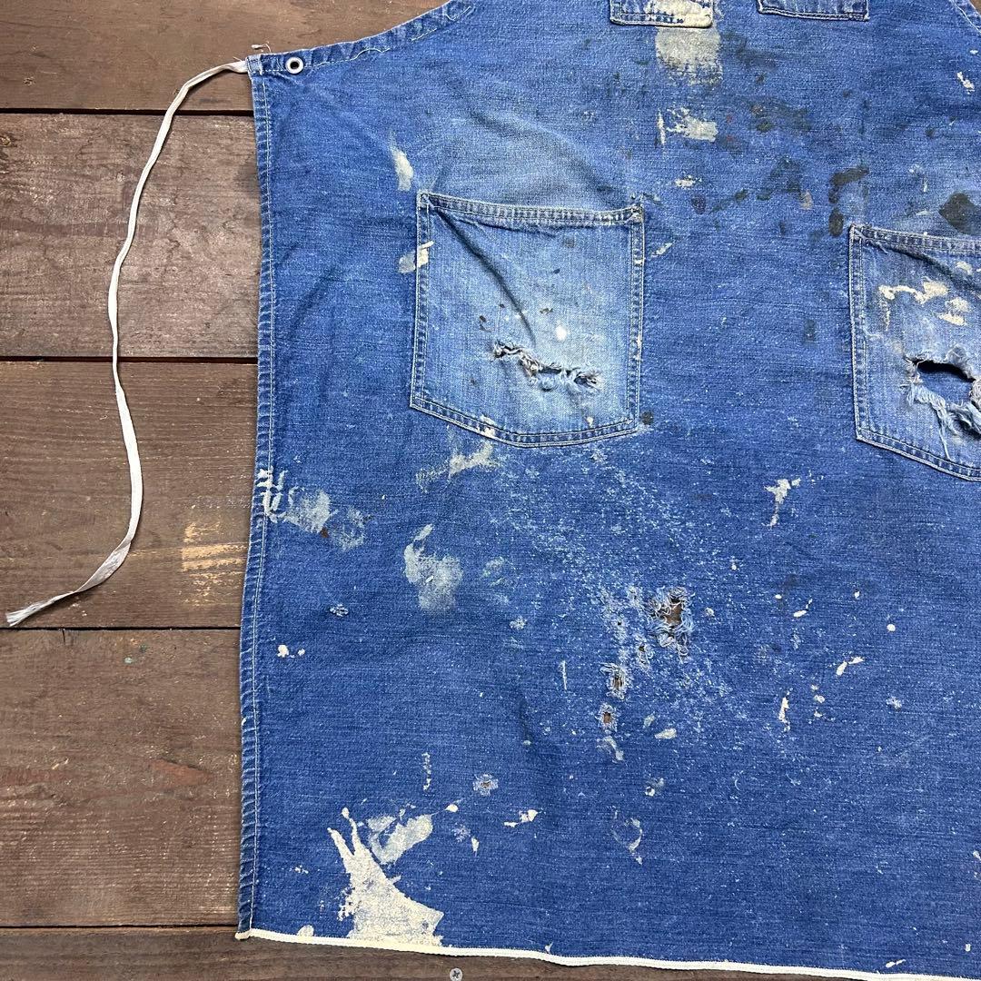 60s　SEARS　デニム　エプロン　ヴィンテージ　ミミ付　ダメージ　ボロ