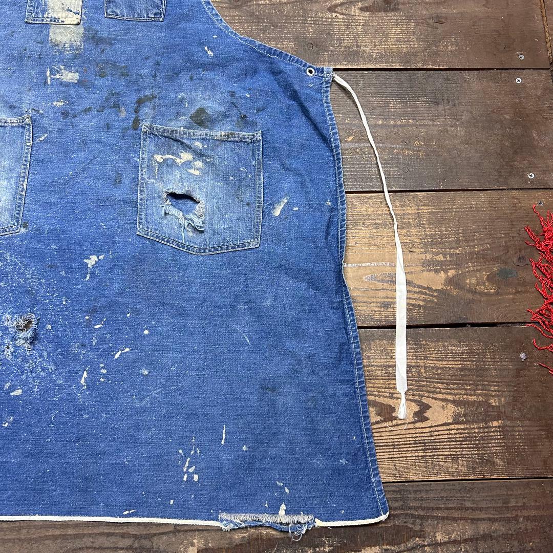 60s　SEARS　デニム　エプロン　ヴィンテージ　ミミ付　ダメージ　ボロ