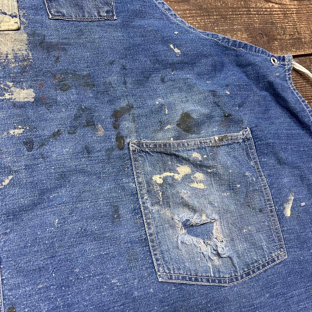 60s　SEARS　デニム　エプロン　ヴィンテージ　ミミ付　ダメージ　ボロ