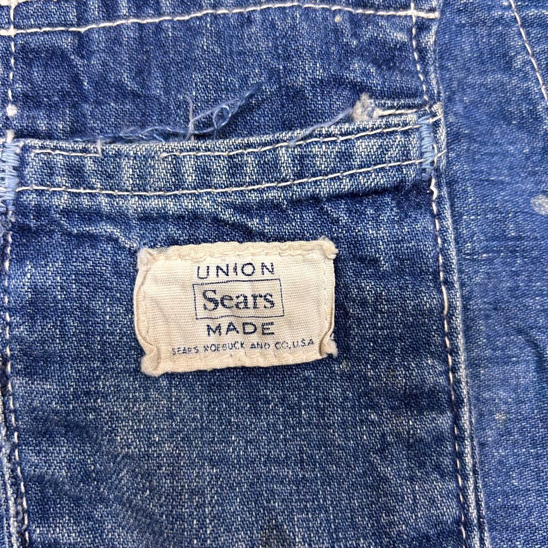 60s　SEARS　デニム　エプロン　ヴィンテージ　ミミ付　ダメージ　ボロ