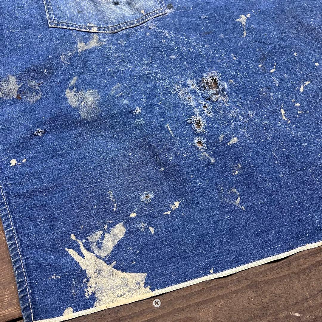 60s　SEARS　デニム　エプロン　ヴィンテージ　ミミ付　ダメージ　ボロ