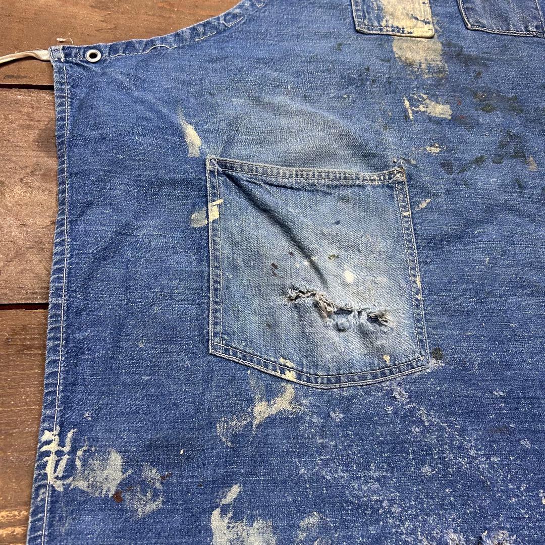 60s　SEARS　デニム　エプロン　ヴィンテージ　ミミ付　ダメージ　ボロ