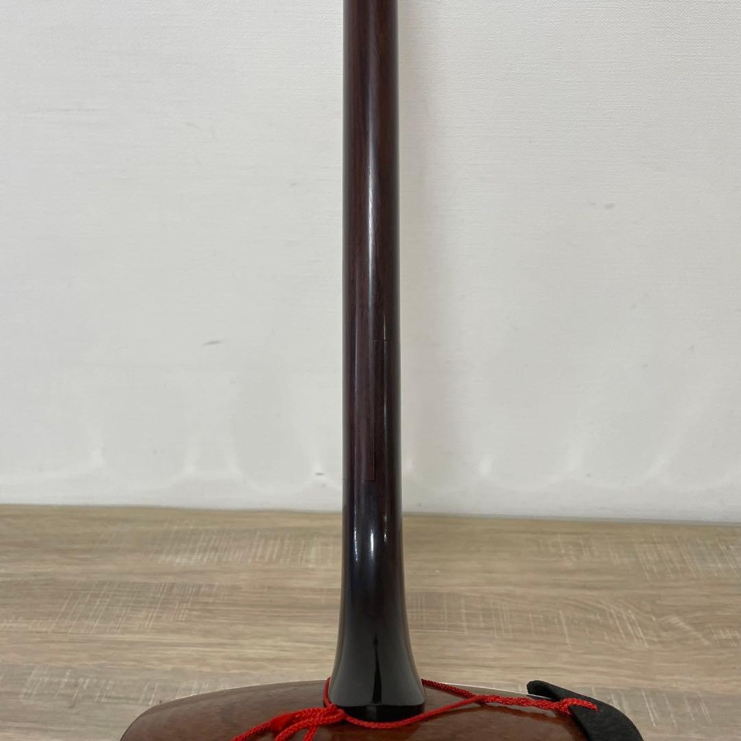 ☆良品☆ 三味線 細棹 紫檀 丸打胴 和楽器 長唄 人工皮 新品弦交換済み