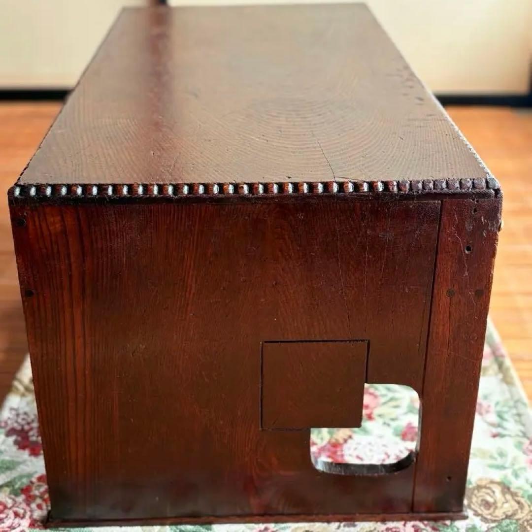 【 古物 】和風 木製 座卓 真鍮 取っ手 引き出し