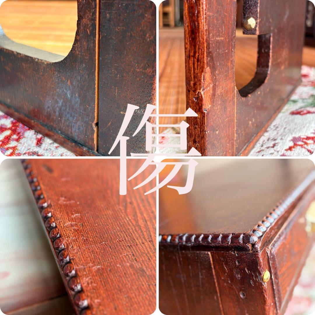 【 古物 】和風 木製 座卓 真鍮 取っ手 引き出し