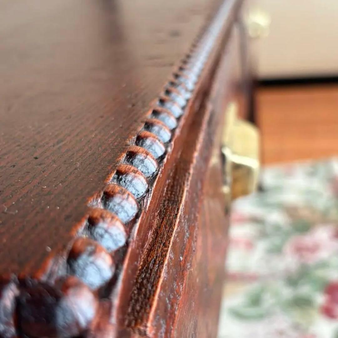 【 古物 】和風 木製 座卓 真鍮 取っ手 引き出し