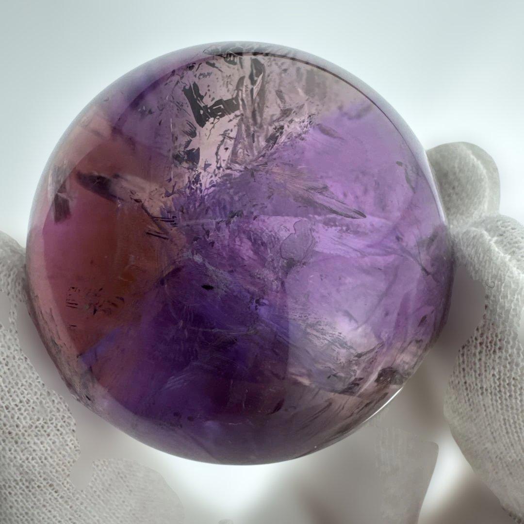 M-6天然アメトリン丸玉　トラピチェアメジストスフィア　虹入り天然石　クリスタル