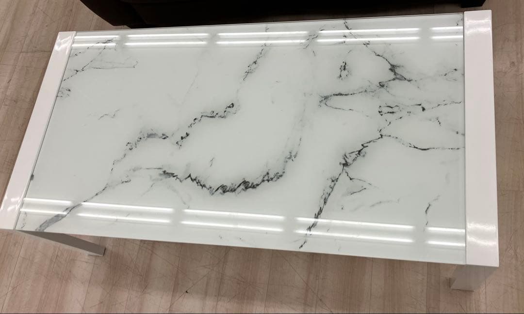 高木さま センターテーブル CTエスペルト120 WH 大理石風ガラステーブル