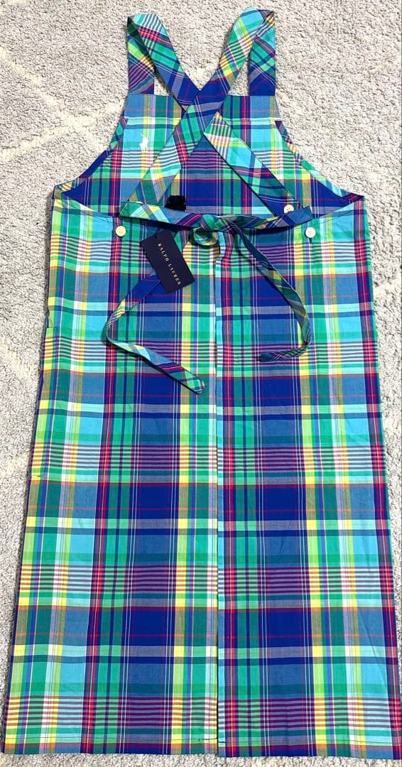 《新品》ラルフローレン　チェック　エプロン　コットン100% ポケット2つ