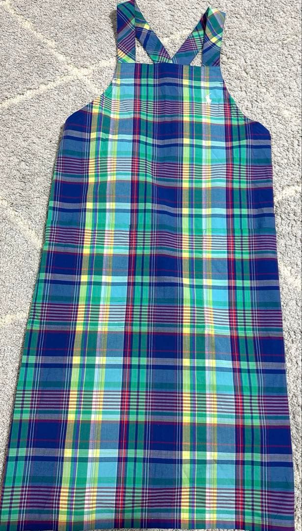 《新品》ラルフローレン　チェック　エプロン　コットン100% ポケット2つ