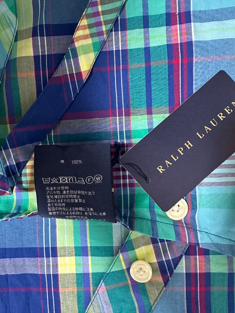 《新品》ラルフローレン　チェック　エプロン　コットン100% ポケット2つ