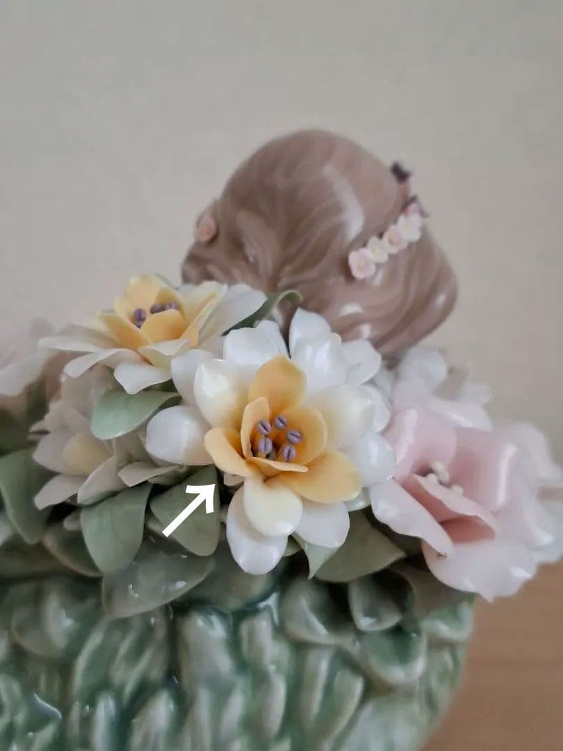 リヤドロ　蝶と戯れる小妖精　ガラスケース付属