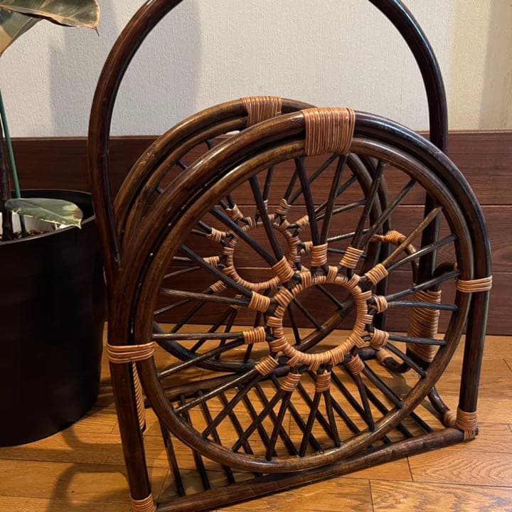 1点もの！ ヴィンテージ ラタン マガジンラック 籐 ビンテージ