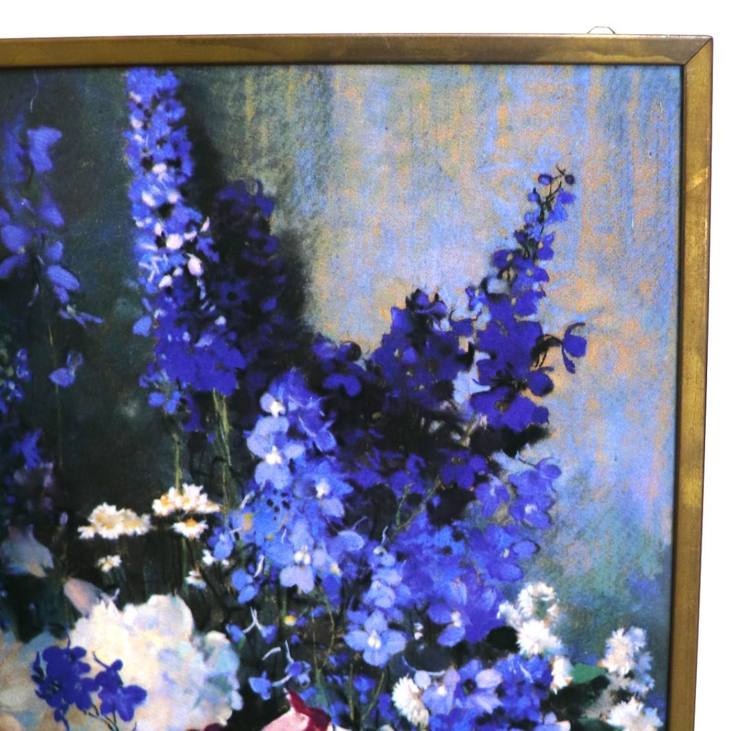 ローラ・クームス・ヒルズ ヴィンテージ ステンドグラス 花束 パステル画 絵画