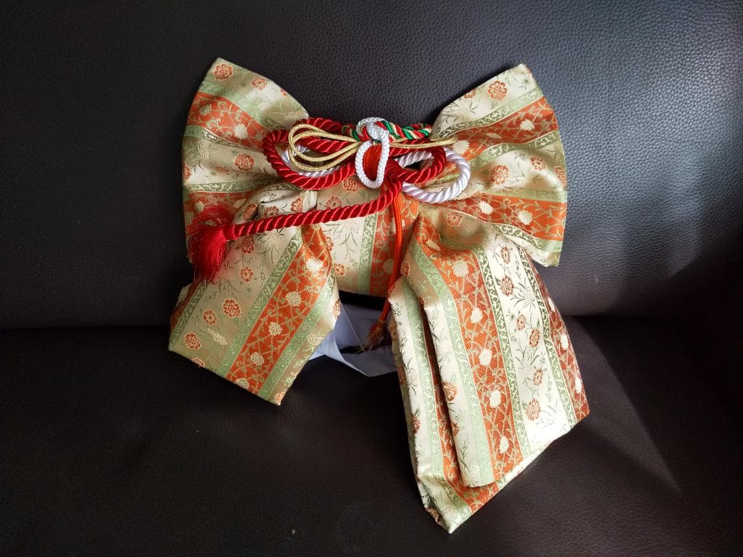 朱赤蝶柄着物　小物付きフルセット　正絹　7歳