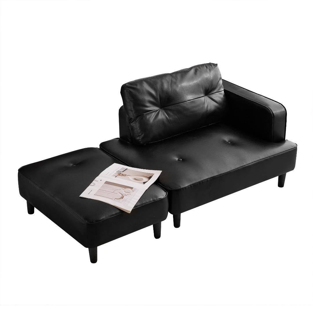 2-3人掛けソファー 　Ｌ字　組み合わせ　PUレザー　BLACK