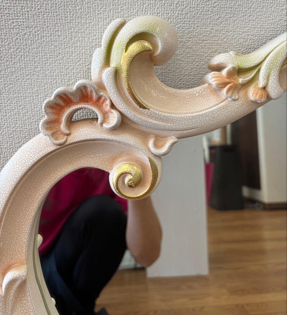 おもち【美品】アンティーク調 ミラー 壁掛け 洋風 シャビーシック