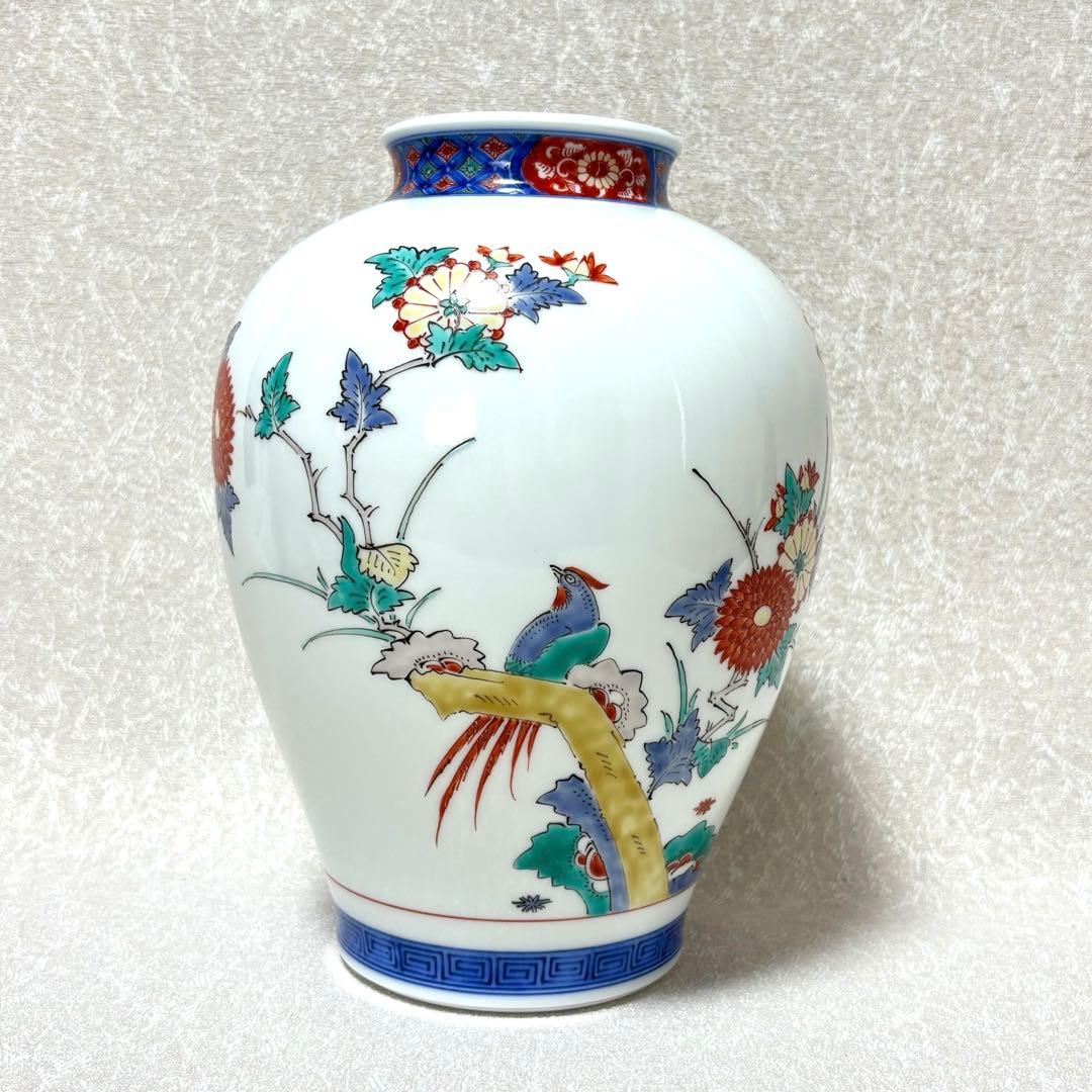 十四代 酒井田柿右衛門 染錦 花鳥文 花瓶 共箱 有田焼 - メルカリ