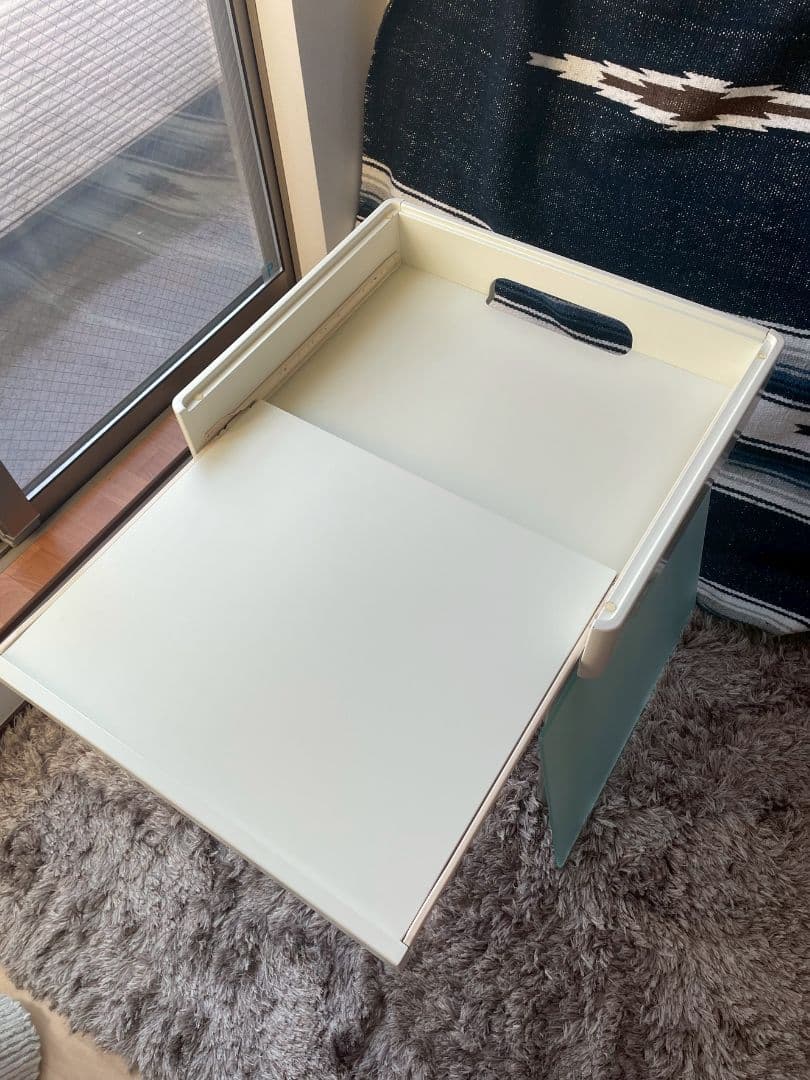 【美品】すりガラステーブル オシャレ PC台 スライド式引き出し
