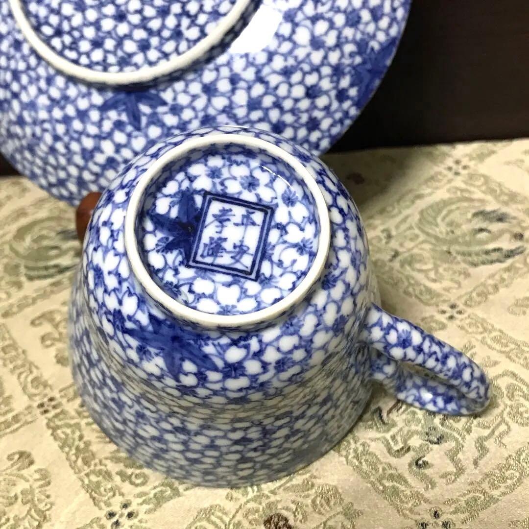 超絶技巧✨未使用保管品 清水焼 孝峰 染付書詰雲錦 碗皿✨京焼 カップ