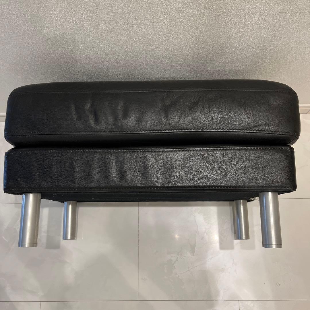 無印良品　オットマン　ブラックレザー