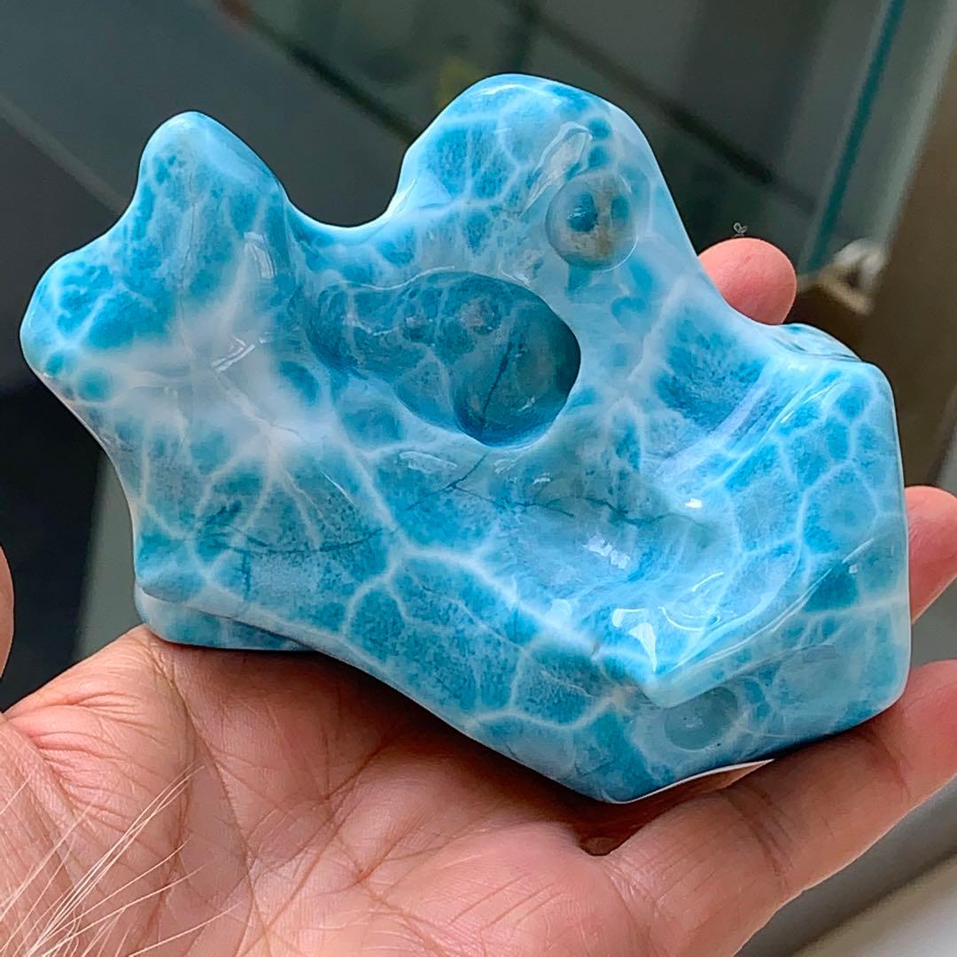 355.4g 天然無処理　ラリマー 置物(原石)