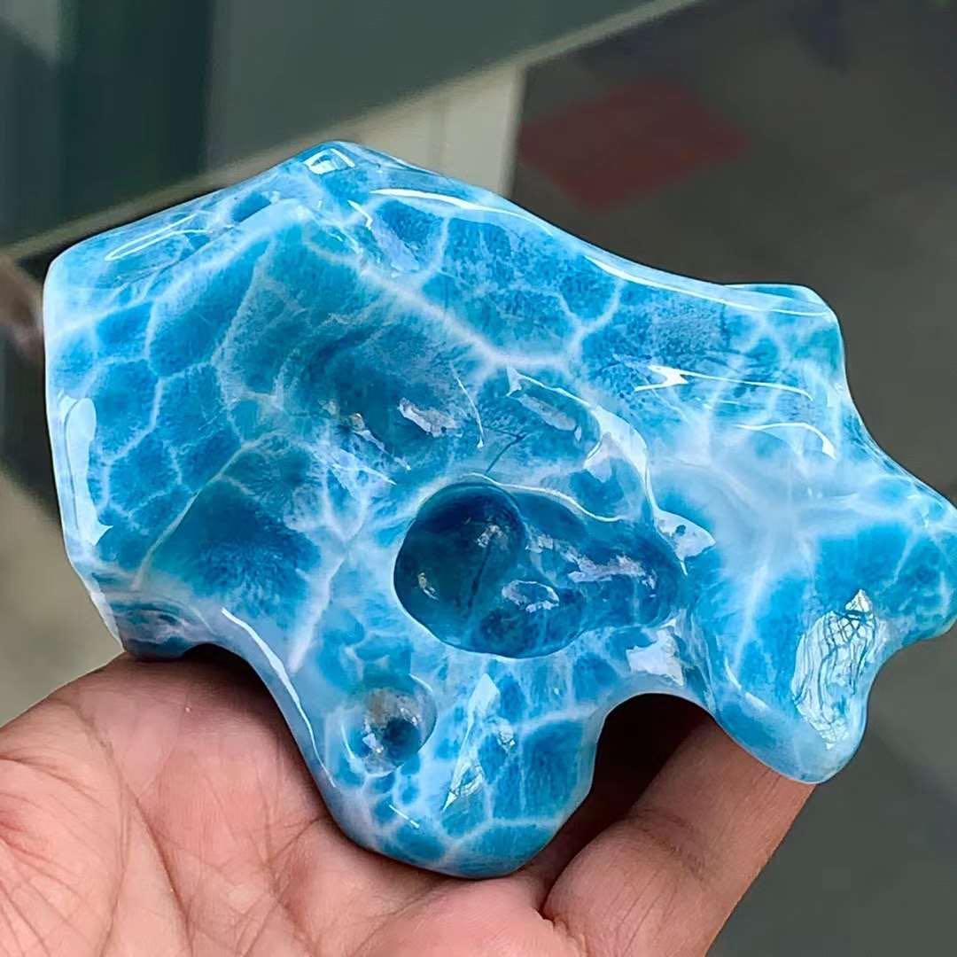 355.4g 天然無処理　ラリマー 置物(原石)