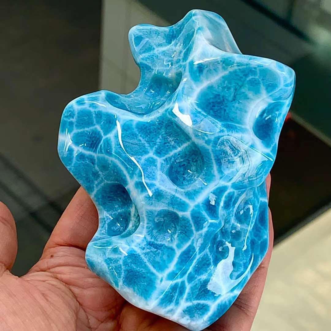 355.4g 天然無処理　ラリマー 置物(原石)