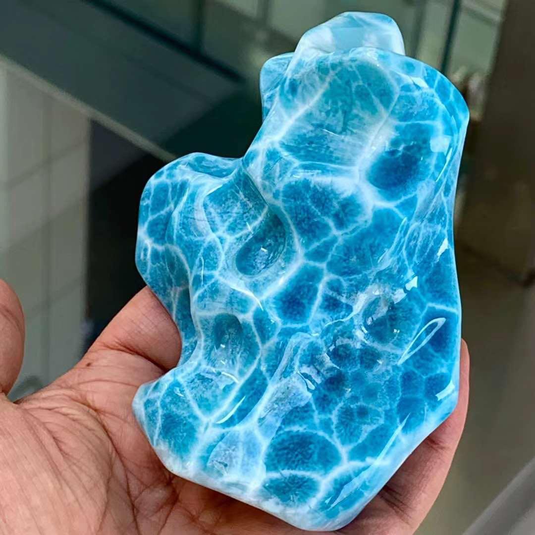 355.4g 天然無処理　ラリマー 置物(原石)