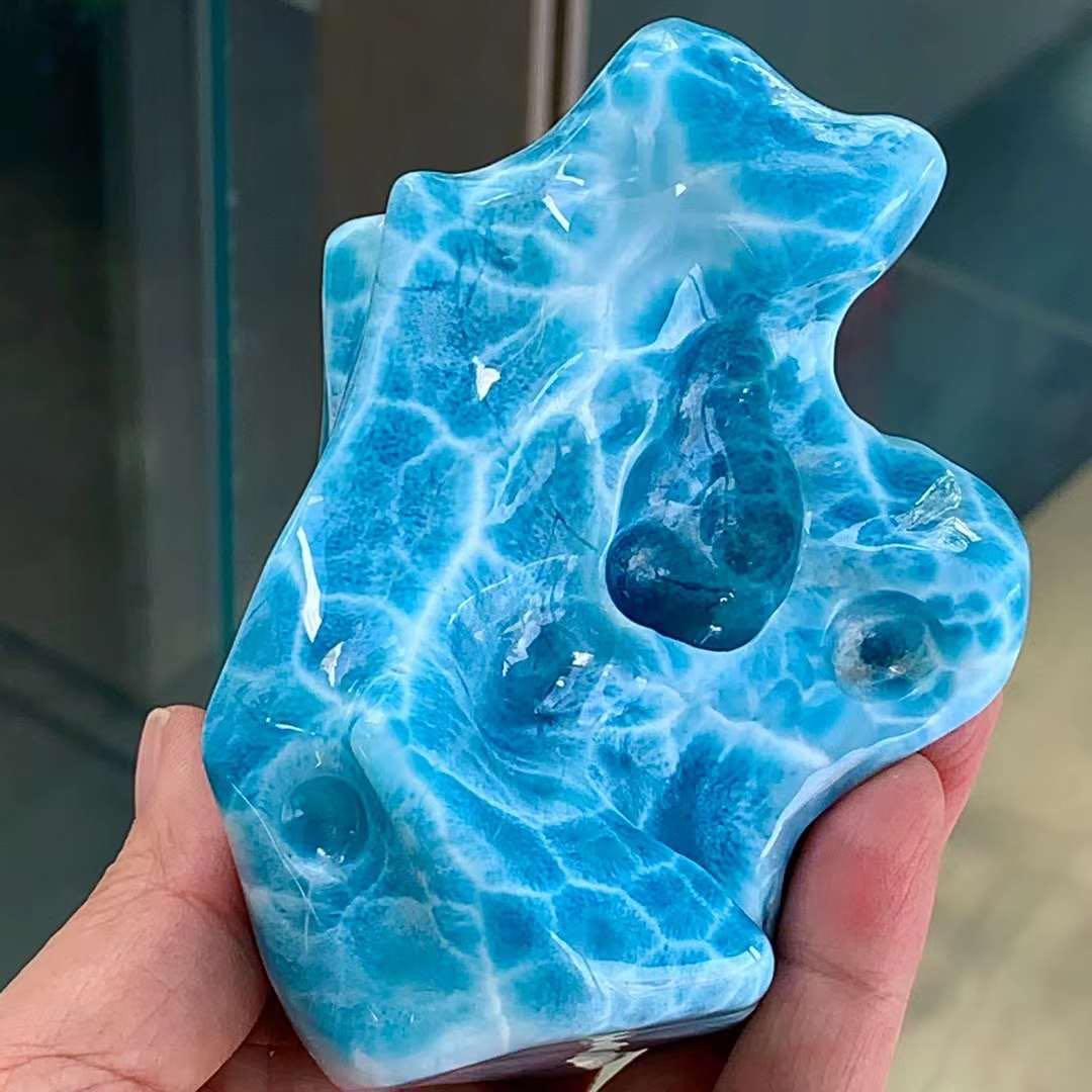 355.4g 天然無処理　ラリマー 置物(原石)