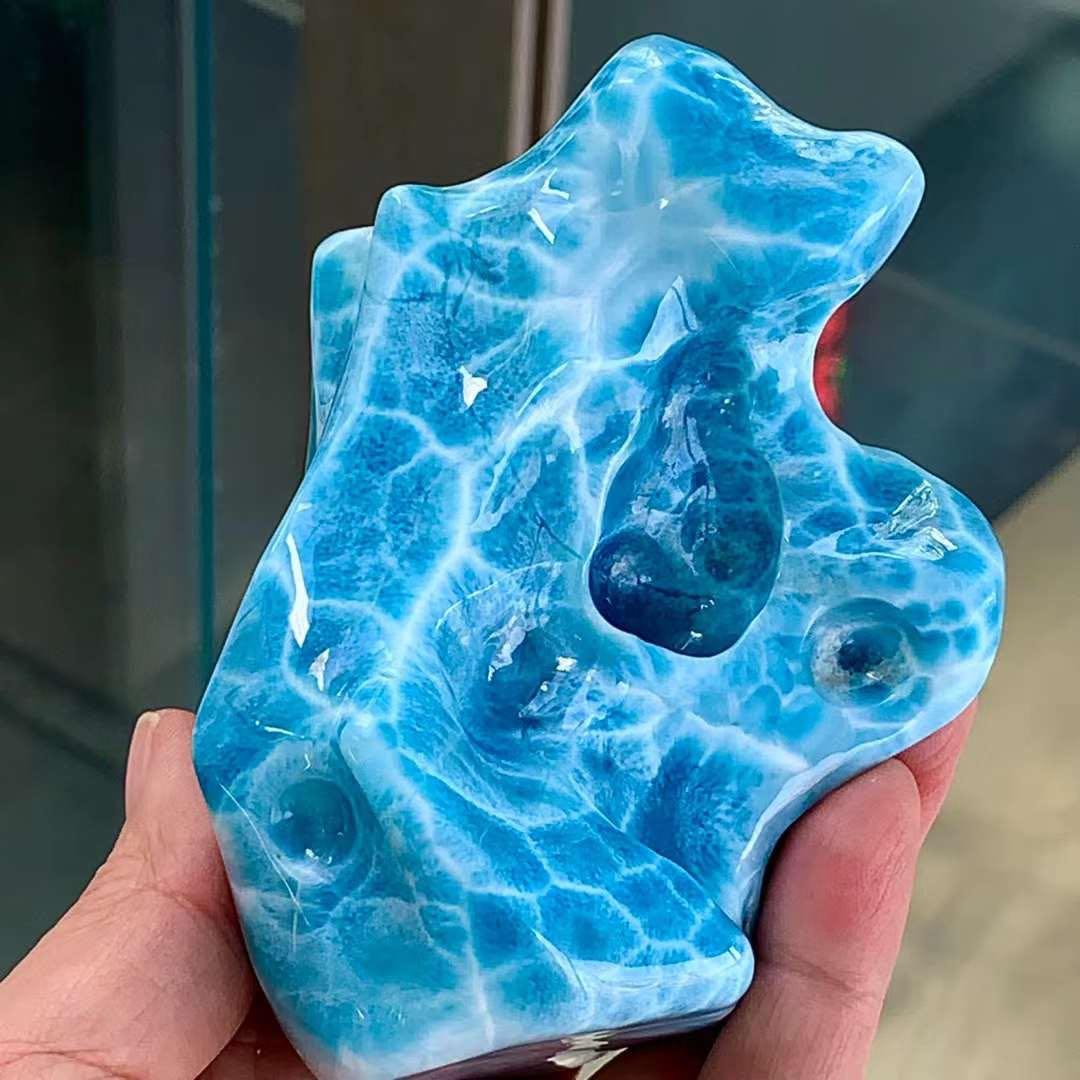 355.4g 天然無処理　ラリマー 置物(原石)